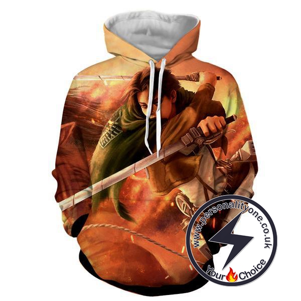 Attack On Titan -Levi Ackerman 3D - Attack On Titan Hoodies